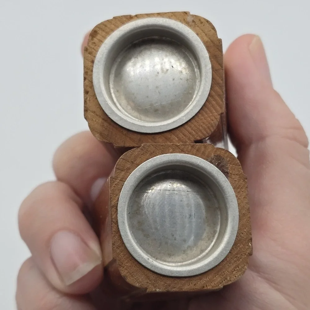 Vtg Little Brown Wooden Salt & Pepper Shaker Set Rustic Farmhouse Country Ozarks